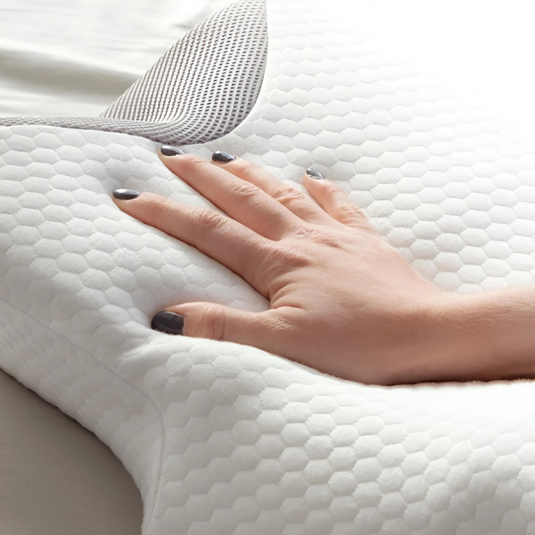 Memory foam cervical pillow suitable for back, side, and stomach sleepers